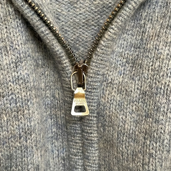 Prada Men's Wool Quarter Zip Sweater Turtleneck Winter Blue Pullover Size 52 - Picture 7 of 13